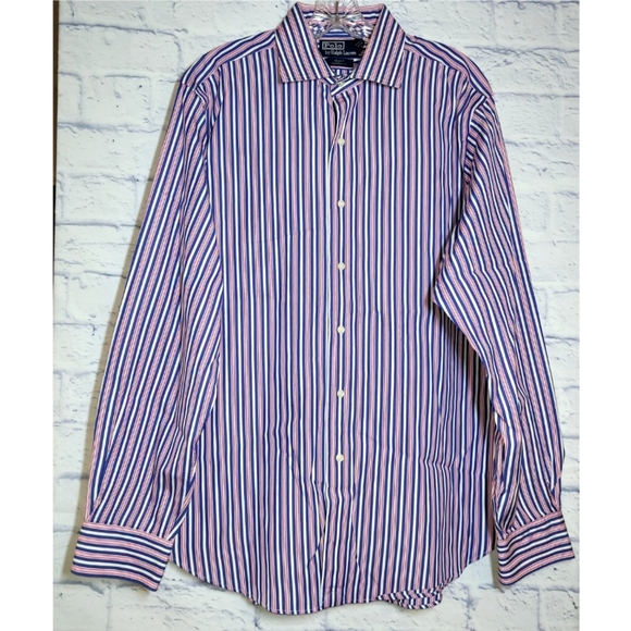 Polo Ralph Lauren Shirt Size 16.5/L Striped Classic Regent Classic Fit Preppy - Picture 1 of 8
